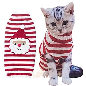 Cat Sweater Christmas Santa Claus Pet Cat Winter Knitwear Warm Clothes X-Small