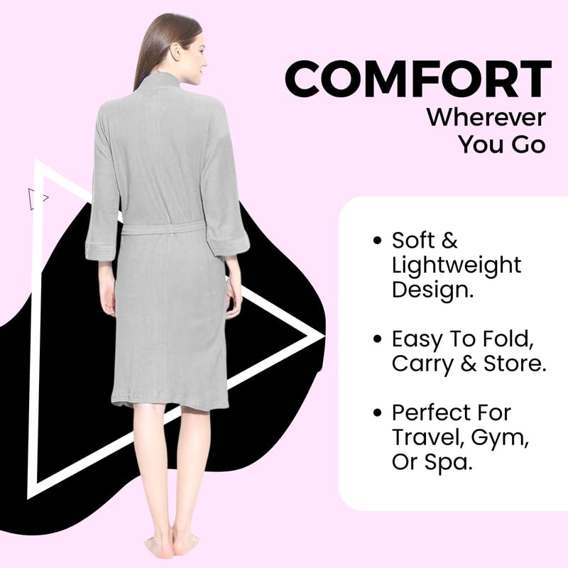 FILMAX® Originals Unisex 100% Cotton Towel Terry Solid Long Sleeve Bath Gown for Swimming, Beach, Party, Spa Bathrobe (FX1-5402_Melange Grey_XXL) 2
