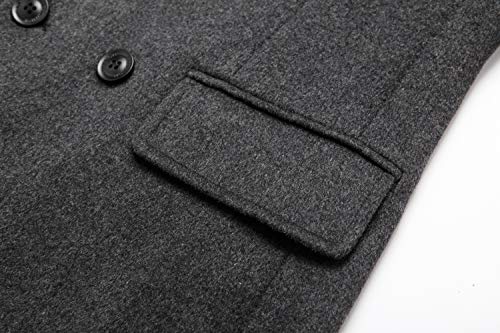 Image of Men's Premium Wool Blend Double Breasted Long Pea Coat