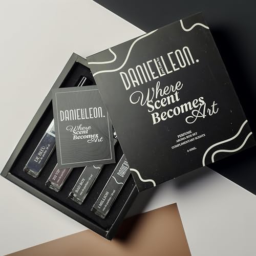 مجموعة عينات عطور للرجال بمقاس مناسب للسفر مستوحاة من عطر 1 ميليون و212 في اي بي وباد بوي وبلو دي بلو، بالإضافة إلى 2 مل من عينة زيت عطري مقدمة في صندوق هدايا من دانيال ليون