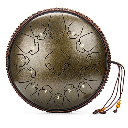 LFLYBCX Hang Drum 14 inches 15 Notes, Tambour Handpan Percussion Drum avec Sac Maillets,Idéal pour Le Camping Le Yoga La Méditation,Le Cadeau De Noël Parfait,B Cover