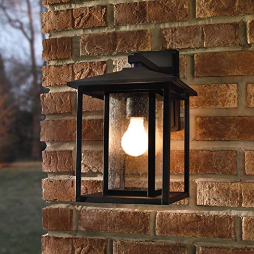Image of Generation Lighting 88027-12 Hunnington One - Light Outdoor Wall Lantern Outside Fixture, Black, 1-Light, cETL Listed, Safety Rated for Wet Locations, Aluminum Construction