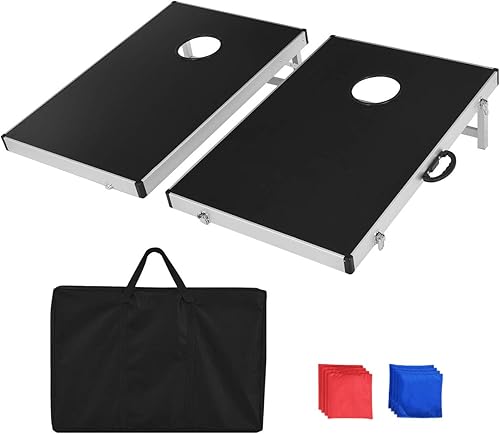 Tangkula Juego de Cornhole para exteriores, tableros plegables de aluminio con 8 bolsas de maíz para adolescentes y adultos, bolsa de transporte,