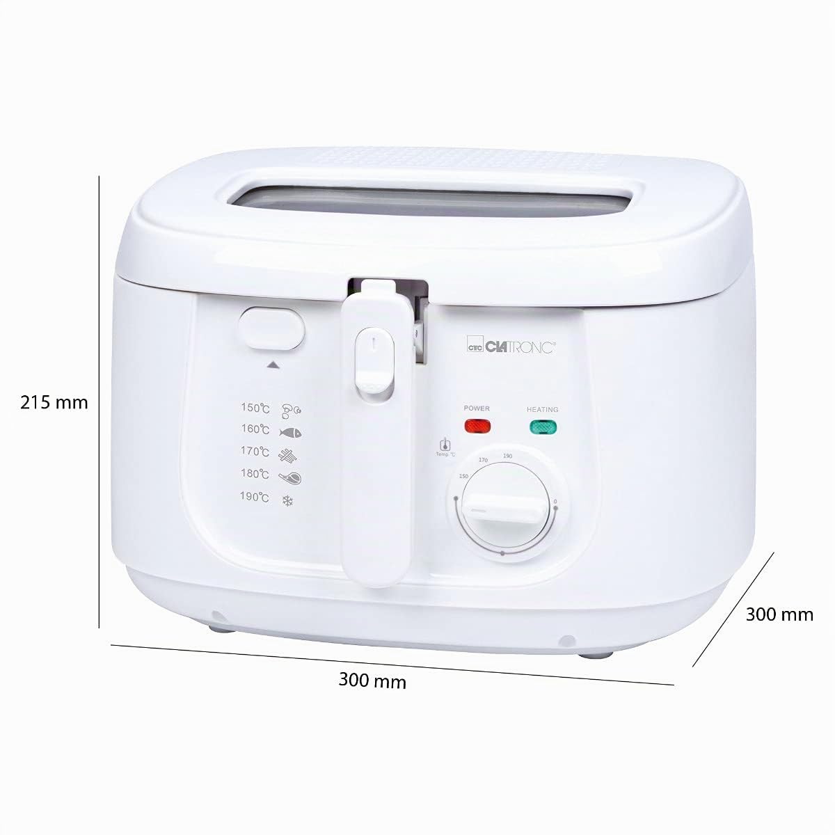 Friggitrice Clatronic | capacità 2,5L | friggitrice con grasso | filtro vapori odori e grassi | contenitore olio antiaderente | termostato a regolazione continua | con olio | FR 3771