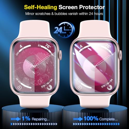 Image of LK 6 Pack Apple Watch Screen Protector 44mm SE (2023) Series 6 /5 /4 [Flexible TPU Not Glass] Self-Healing, Max Coverage, Bubble Free, HD Clear Screen Protector for iWatch 44mm, Anti-Scratch
