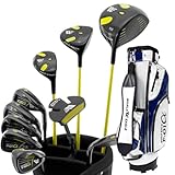 WORLD EAGLE 初心者向け ゴルフクラブセット 右利き用 10本 バッグ:F-01α スタンドバッグ【ホワイトブルー】 ヘッドカバー付き フレックスR メンズセット 【F-01HiBlack】