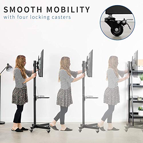 VIVO Universal Mobile TV Cart for 23-55 inch LCD LED Flat Panel Screen TVs up to 55 lbs, Pro Height Adjustable Rolling Black Stand with Laptop Shelf, Locking Wheels - Max VESA 400x400 (STAND-TV04M)