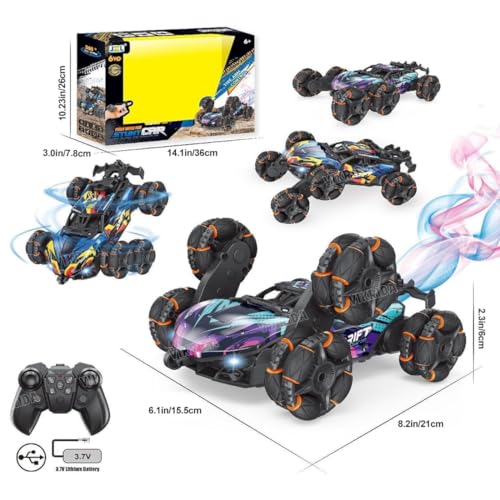 Image of VikriDA 6 Wheel Stunt RC Car for Kids | 2.4GHz Remote Control Toy Car with Lights, Spray Function, 360 Spin, High-Speed Off-Road Stunt Car