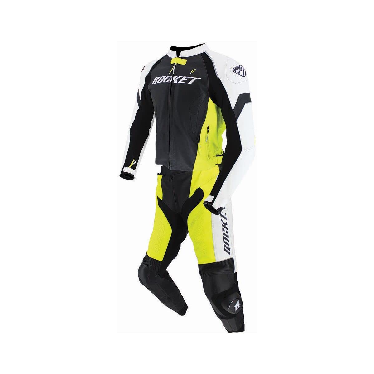 Joe Rocket Speedmaster 7.0 Two-Piece Leather Suit (54) (Hi-Viz/White)