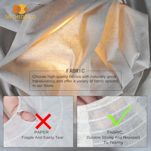 Image of METHEDEECO 2-Piece Hanging Lamp Shade Set, 1 Oval 20x15 in + 1 Cylinder 13.5x17 in, Faux Linen Fabric Pendant Light Shades, Foldable Minimalist Pendant Lantern Shades, Nature Beige, Shades Only