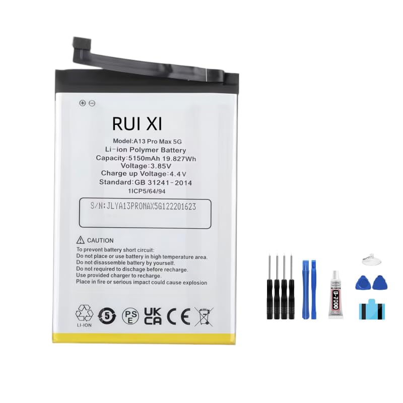 RUI XI Bateria compatível com bateria de telefone UMI Umidigi 5150mAh 3,85V A13 Pro Max 5G
