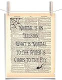 Chas Addams Quote Normal is an Illusion 8.5 x 11 Vintage Dictionary Page Unframed Art Print