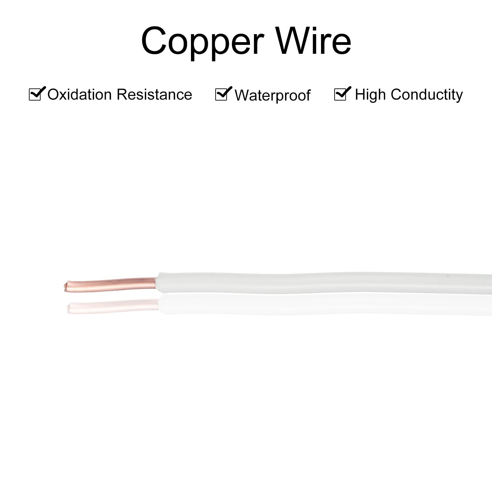 QUARKZMAN 150 Fuß Elektrischer Draht Isolierter Fester Kupferdraht 14AWG Anschlusskabel THHN Draht Wohnbereich Industrie Erdung Elektrisch Bewertet Für 600 Volt UL Geprüft Weiß