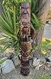 Lono and Kanaloa Hawaiian Tiki Wood Carving Bar Patio Decor 5' ft x 8' in
