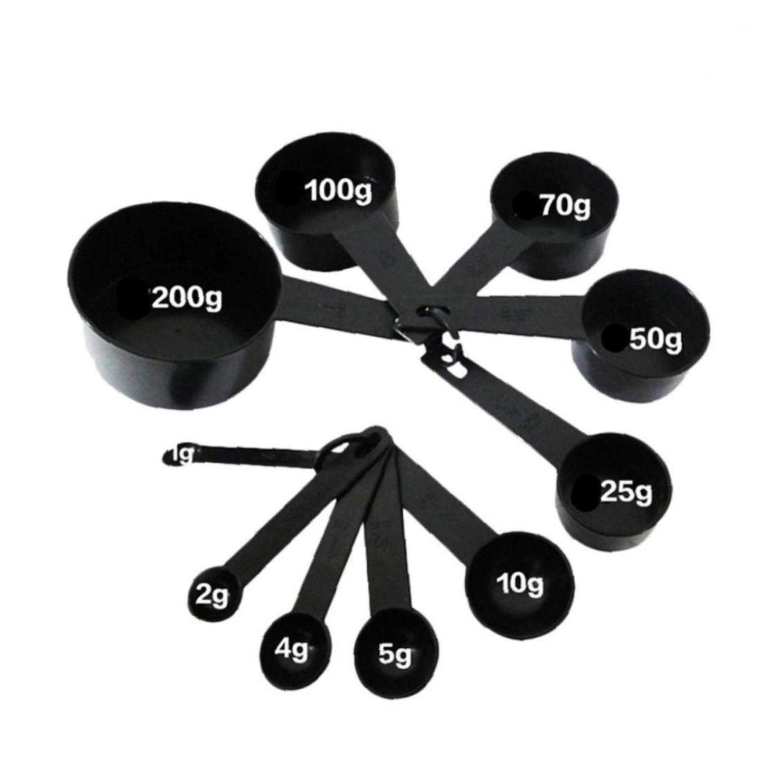 Hotaden 10Pcs/Set Black Color Measuring Cups And Measuring Spoon Scoop Silicone Handle Kitchen Measuring Tool