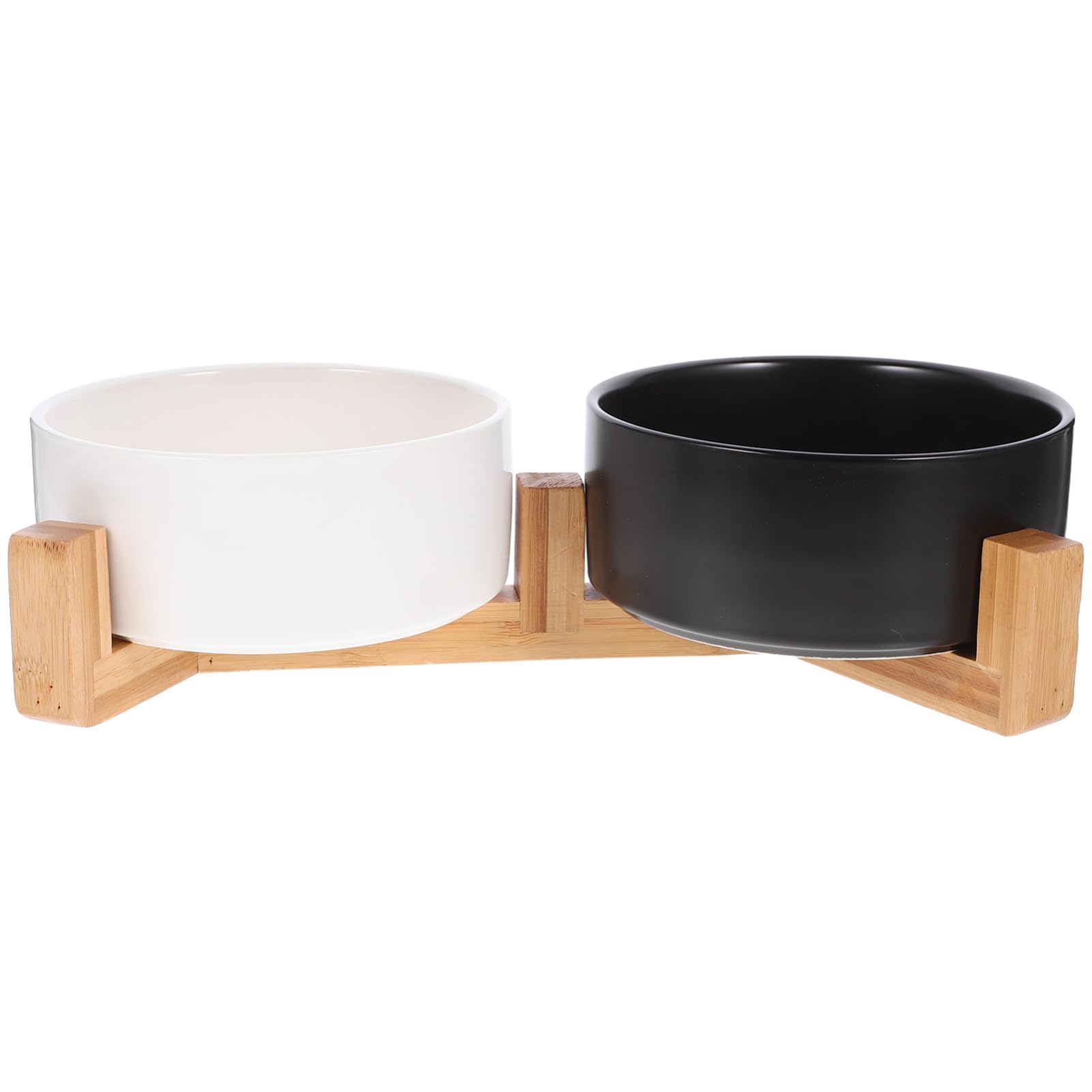 BESPORTBLE 1set Ciotola Rialzata Ceramica Con Supporto Legno Per Cani e Gatti Ciotola Antiscivolo Per Cibo e Medie Completo