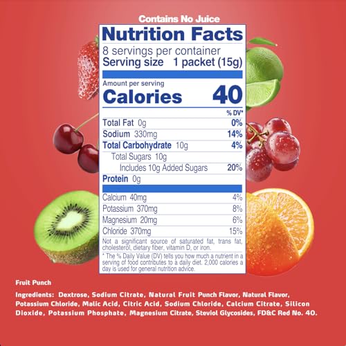 Electrolit Fruit Punch Electrolyte Powder Packets, 8 Pack