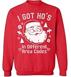 Awkwardstyles I Got Hos In Different Area Codes Sweater Ugly Christmas Crewneck (Small, Cherry Red)