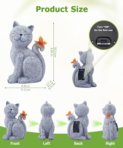 Nacome Cat Outdoor Statues for Garden: Outside Decor with Butterfly Clearance for Yard Art Lawn Ornaments Porch Patio Balcony Home House for Grandma Mom Women