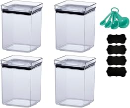 Kit 4 Potes Hermético, 4 Etiquetas Lousa, 1 Medidor Duplo