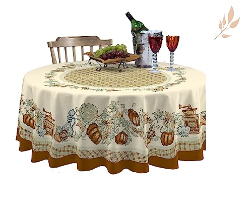 Toalha De Mesa Redonda 4 Lugares 1,40m Ø - Premium Cor:Abobora