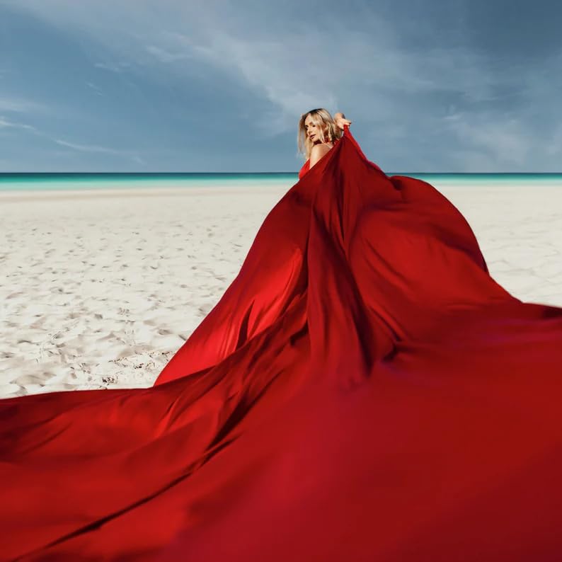 Elegant Red Gown with Flowing Train, Floor Length4
