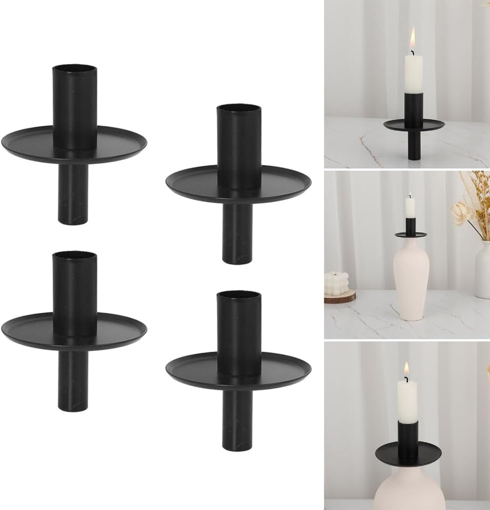 Black Metal Candle Holders for Wine Bottles Perfect for Evening Event 4/8Pcs Set