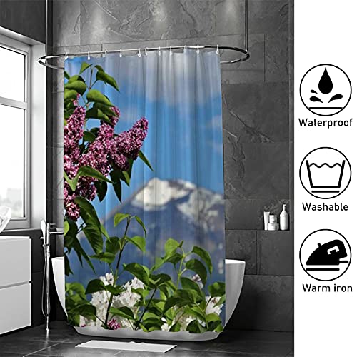 Rideau de douche en polyester lavable 168x183 cm avec crochets - 5