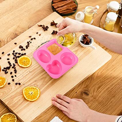 Image of MoldBerry Silicone Soap Mold 4-in-1 | Round, Square, Oval & Heart Shape Mould | Multi-Purpose for Soap, Bath Bombs, Candle, Cake & Pastry | Multicolor (Pack of 1)