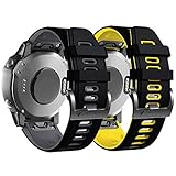 NotoCity Correa para Garmin fenix 6/6 pro, Quatix 5/6(Negro-Gris/Negro-Amarillo)