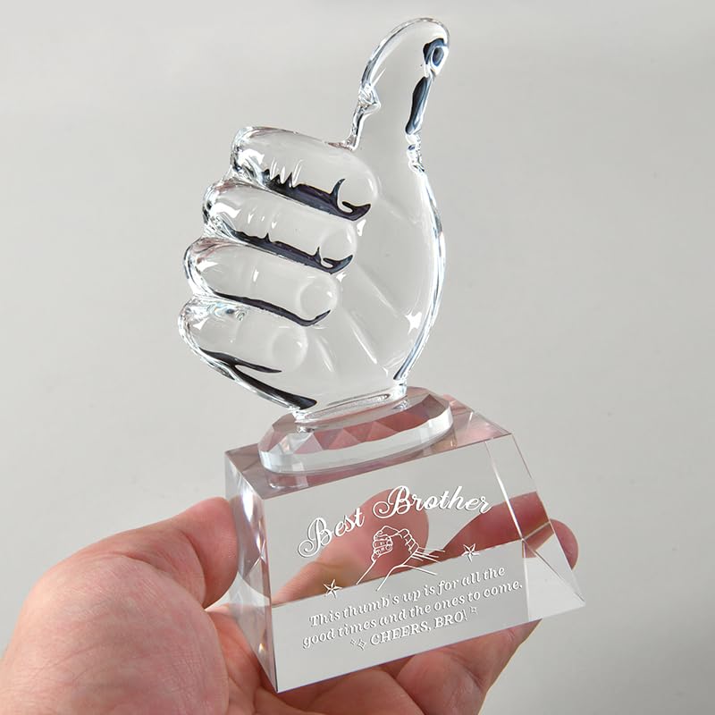 Best Brother Birthday Gifts, Personalized Crystal Glass Award Trophy, Thumbs Up Statue Gift for Older Brother Adult from Sister - Image 4