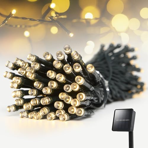 Solar String Lights Outdoor Waterproof: 50ft 100LED Solar String Lights Outdoor - Solar Powered Twinkle Fairy Tree Light with 8 Lighting Mode for Patio, Garden,Courtyards,Trees(Warm White)