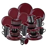 ۞PERFECTO PARA CUALQUIER OCACIÓN: El paquete 16 pcs contiene cuencos 19 cm. Plato de postre 21cm. Plato llano 27cm.Taza 400ml.4 uds cada uno. Hecho de cramica duradera y resistente a las astillas;cocción a alta temperatura delicada, segura y no tóxica. Material certificado por la FDA para todas las ocasiones y uso diario.Apto para lavavajillas,microondas.
