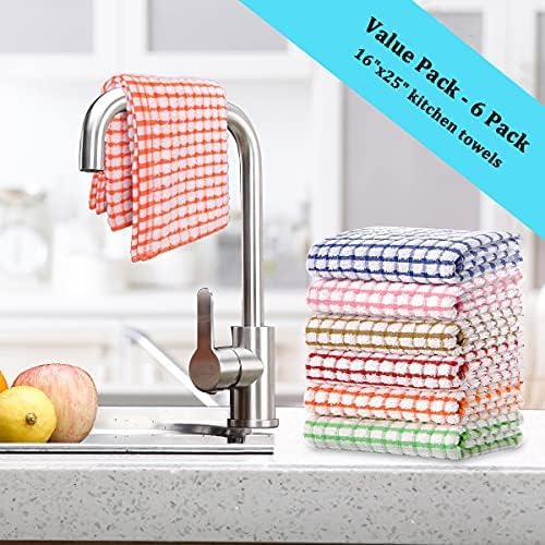 LAZI Kitchen Dish Towels, 16 Inch x 25 Inch Bulk Cotton Kitchen Towels, 6 Pack Dish Cloths for Dish Rags for Drying Dishes Clothes and Dish Towels - Image 4