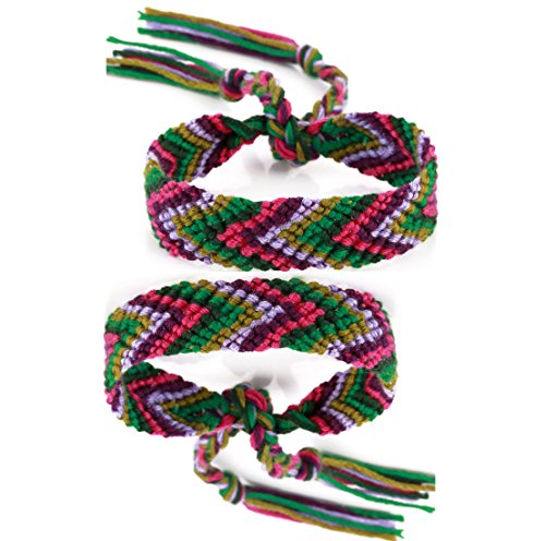Preisvergleich Produktbild DonDon® 2 Unisex Freundschaftsbänder - Partnerbänder geflochten lila-grün
