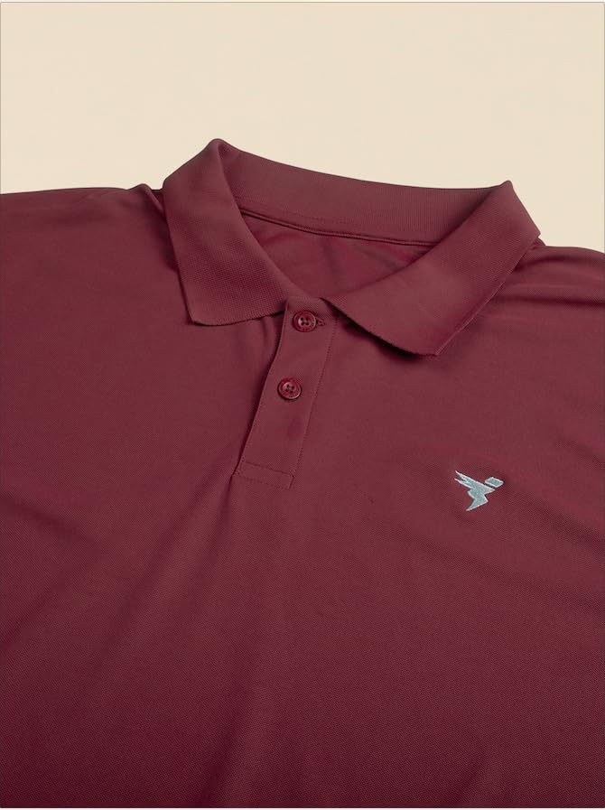 Image of TECHNOSPORT Men's Solid Slim Fit Polo Collar T-Shirt MATPIQ Half Sleeve Button Polyester for Gym Golf Casual Anti Odour UPF50+