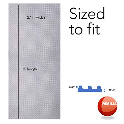 Resilia - Silver Plastic Floor Runner/Protector - Embossed Diamond Plate Pattern, (27 Inches Wide X 6 Feet Long) #TOP2
