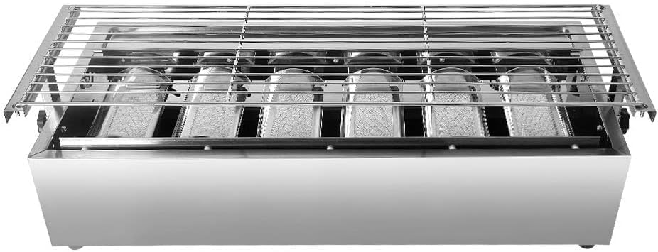 Barbecue portatile a gas con 6 fuochi, grande superficie di cottura antiaderente, perfetta per giardino, patio, campeggio e roulotte