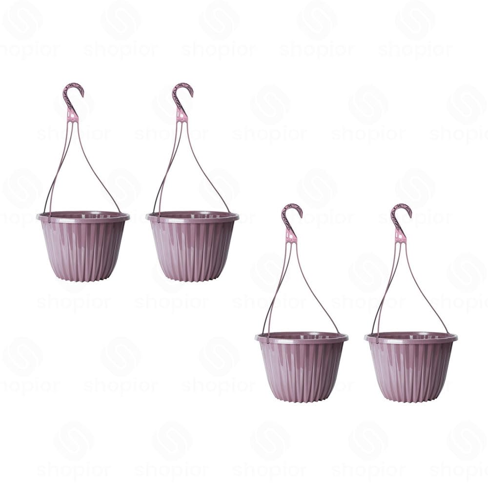 Rodeo Geometric Plastic Plant Pots & Planter – Indoor Outdoor, Lightweight Hanging Baskets, Bowls, Round & Square | Modern Faceted Flower Pot, Decorative Houseplant (27cm Basket-Purple Haze-Pack 4)