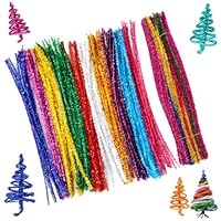 Pipe Cleaners for Craft Flowers, 200 Pcs Colored Pipe Cleaners, Pipe Cleaners for Craft, Glitter Pipe Cleaners for Craft, Long Pipe Cleaners for DIY Art Projects, Christmas Craft Supplies