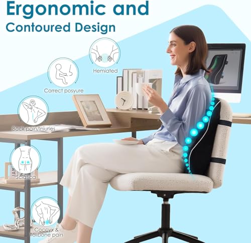 Image of Niceeday Lumbar Support Pillow for Office Chair Car Back Support Pillow, Memory Foam Gaming Chair Desk Chair Back Cushion for Lower Back Pain Relief, Ergonomic Back Rest,Office Home Essentials
