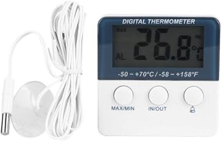 Mini Digital Alarm Thermometer Temperature Monitor Gauge, with Probe for Indoor Outdoor, (Indoor): 0??C - 50??C (32??F - 1...