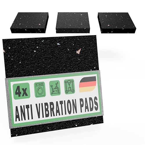 4 Anti Vibration Mat for Washing Machine & Tumble Dryer 90x90x15 mm - Universal Rubber Mat Anti Slip Feet Pad Made in Germany