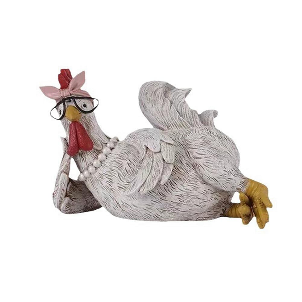 CTRLZS Funny Rooster Hen Resin Status Desktop Home Cute Rooster Hens Figurines Ornament Garden Accessories Gifts A