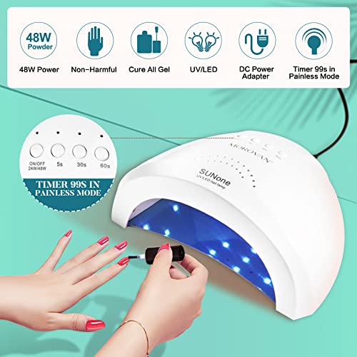 Morovan Poly Gel Nail Kit With 48W Led Nail Lamp Glitter Nail Prep Dehydrator And Primer Poly Nail Gel Kit Extension Gel For Nails Nail Art Supplies Poly Gel Kits With Everything #TOP2