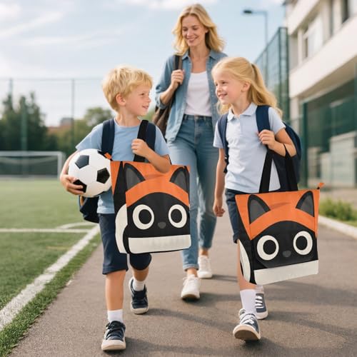 Bolsa para libros infantil reutilizable de gato negro con cierre de cremallera 6
