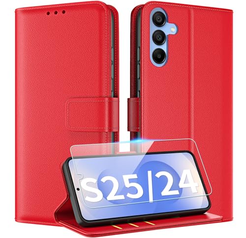 TQIAHF Coque pour Samsung Galaxy S25 5G / S24 5G Etui avec Verre Trempé Porte Carte à Rabat...