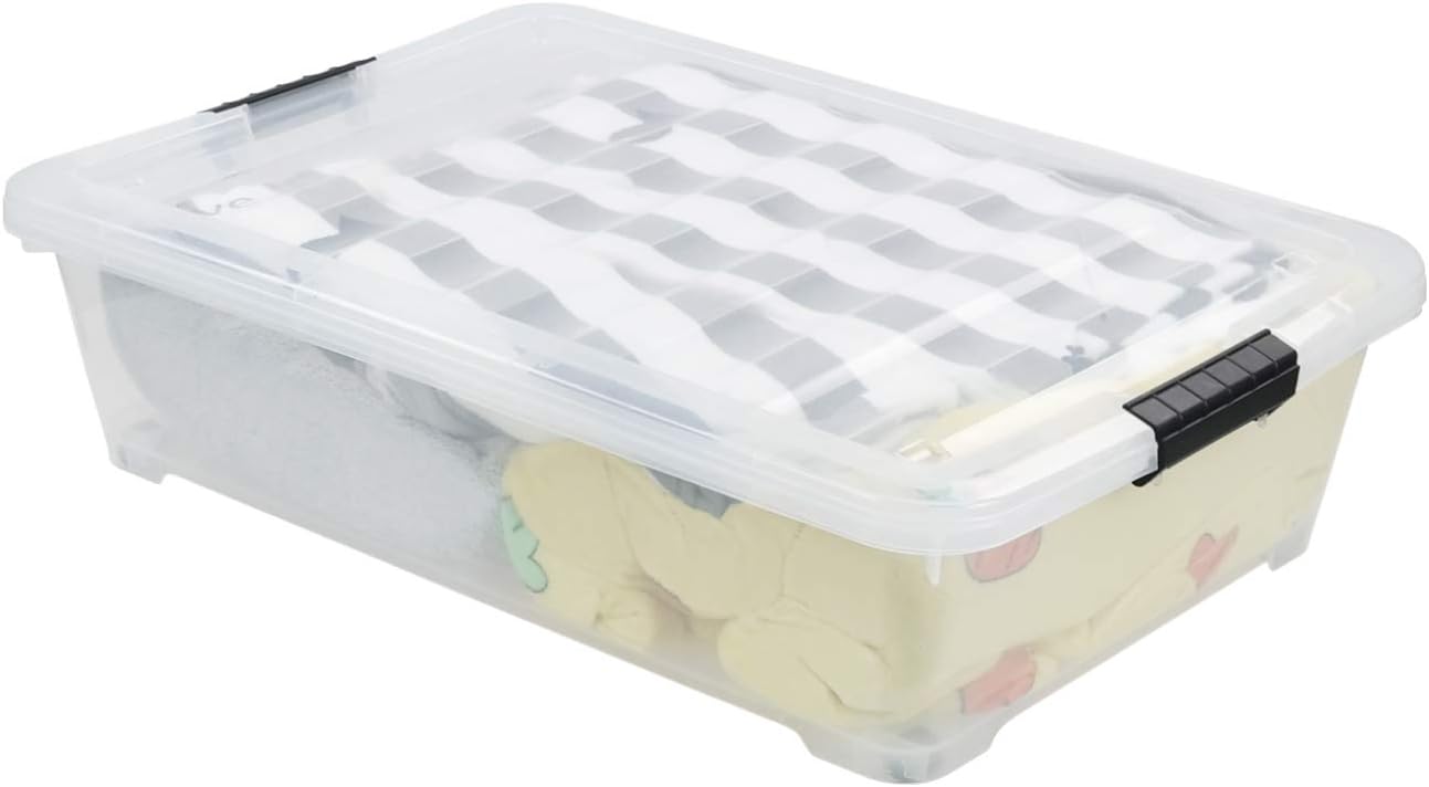 3-Pack 40 Quart ClearView Latch Box, Wheeled Underbed Organizer Bins with Latching Lids, Clear Plastic Organization Containers for Closet, Bedroom, Shelving Units