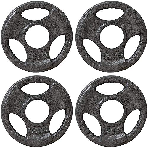 BodyRip Olympic 2" Cast Iron Tri-Grip Weight Plate Discs | Barbells, Dumbbells | Home Gym, Fitness Exercise, Fat Loss, Ripped, Crossfit | 4x1.25KG