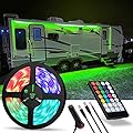 WELLUCK RV LED Camper Awning Lights, 12V, 12FT/3.6M, Dimmable, Remote Control, Warm White Mode and RGB Mode, LED Light Strip Exterior Lighting Fixture for RV Camping Canopy Motorhome Travel Trailer